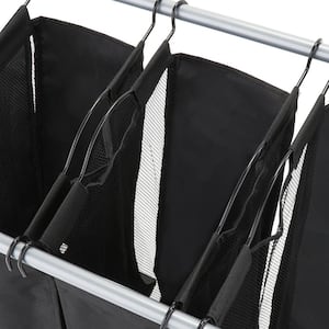 Triple Laundry Sorter with Mesh Bags, Steel/Black
