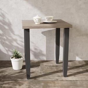 Wood Grain Square Metal Outdoor Side Table