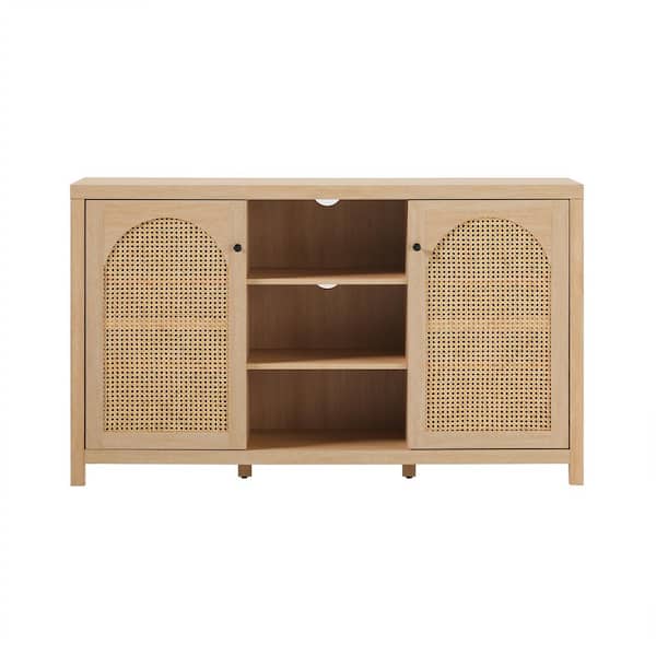 GZMR Rattan Mesh Side Cabinet Contemporary/Modern Oak Wood Sideboard