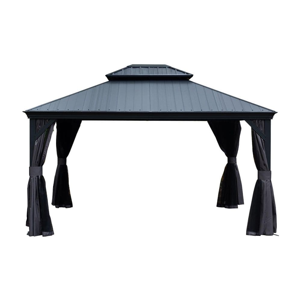 10 ft. x 12 ft. Dark Gray Hardtop Gazebo with Resin and Steel Roof, Heavy Duty Permanent Pavilion with Drainage price history on PriceWatchPro