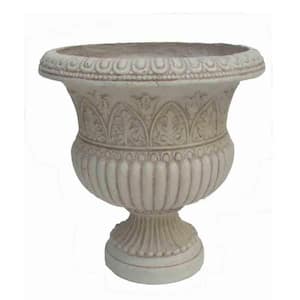 18 in. H Light Aged White Cast Stone Faux Iron Urn