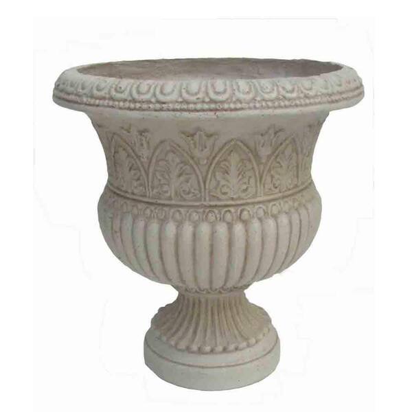 MPG 18 in. H Light Aged White Cast Stone Faux Iron Urn PS6086LAW - The ...