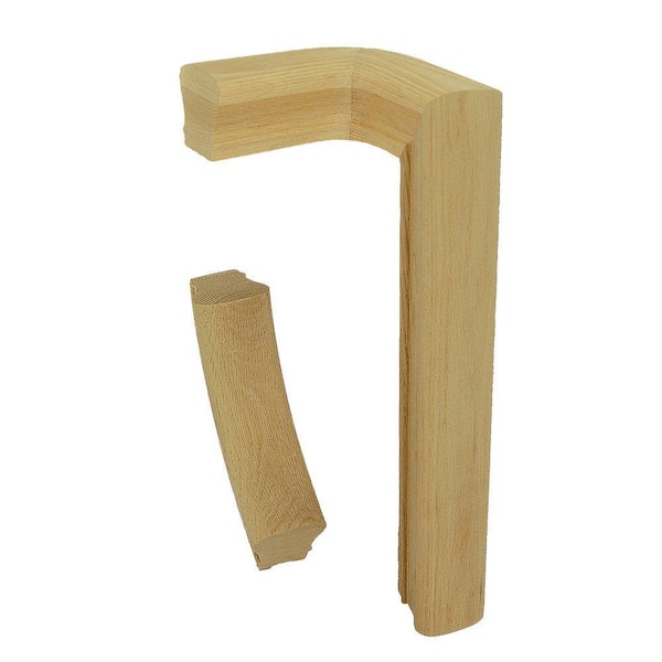 EVERMARK Stair Parts 7071 Unfinished Red Oak Left-Hand 2-Rise Quarter Turn Handrail Fitting