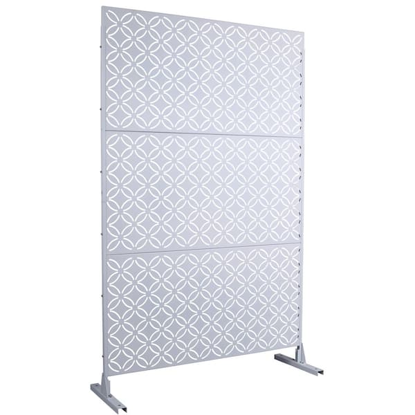 Sudzendf Outdoor and Indoor Freestanding Decorative Privacy Screen Metal Privacy Screen, Fence Panels in White