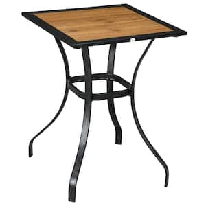 Brown Faux Wood Square Patio Outdoor Dining Table, Wood-Like Table with Water Safe Design for Deck, Backyard, Lawn