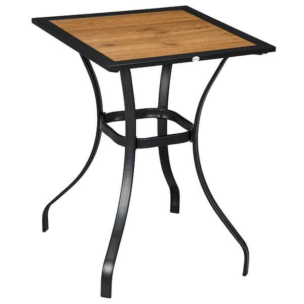 Unbranded Brown Faux Wood Square Patio Outdoor Dining Table, Wood-Like Table with Water Safe Design for Deck, Backyard, Lawn