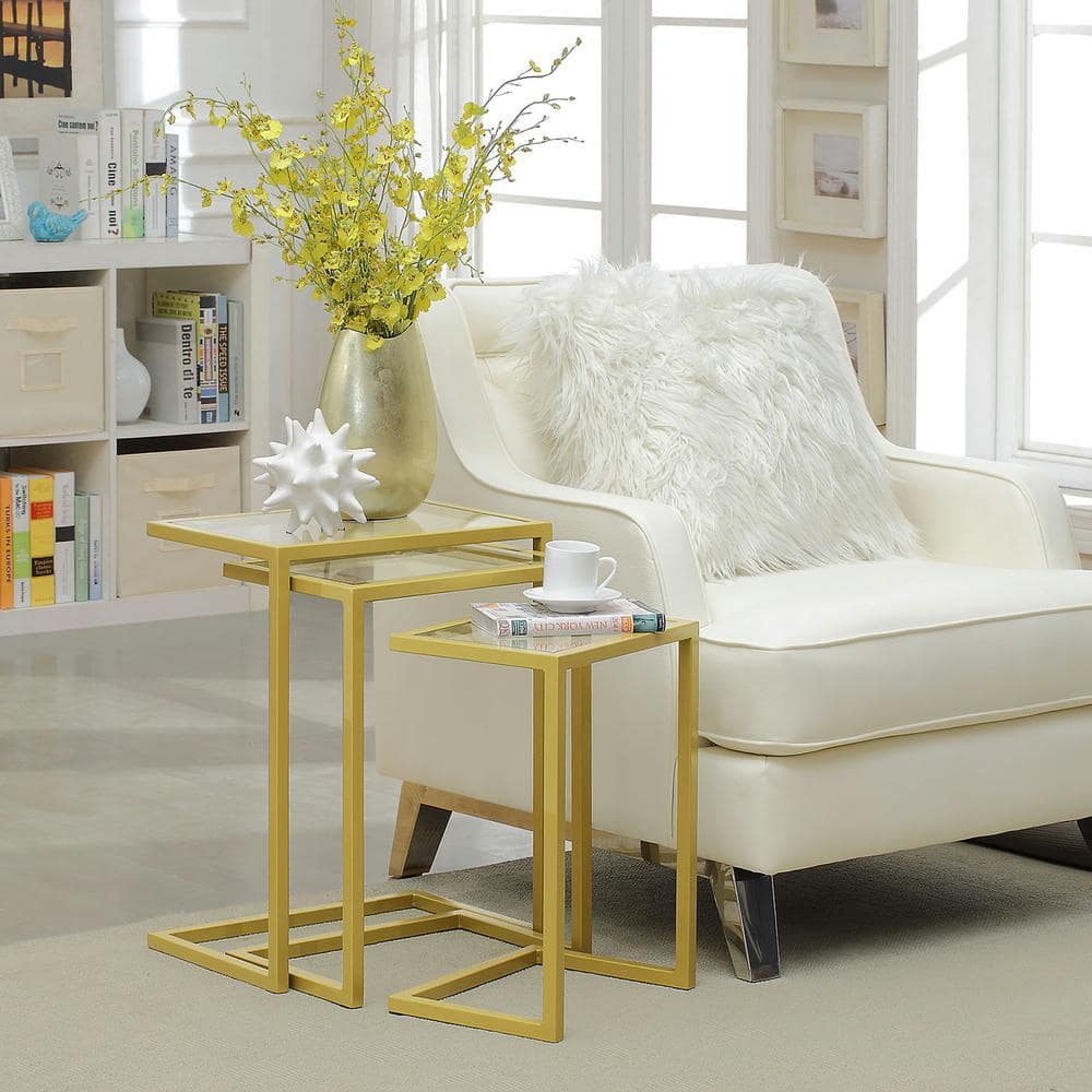 Addison Gold-Tempered Glass Modern Nesting Table Trio
