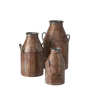 Farmhouse-Country Decor-New Galvanized Rustic Milk Can 15 1/4" H Reproduction 