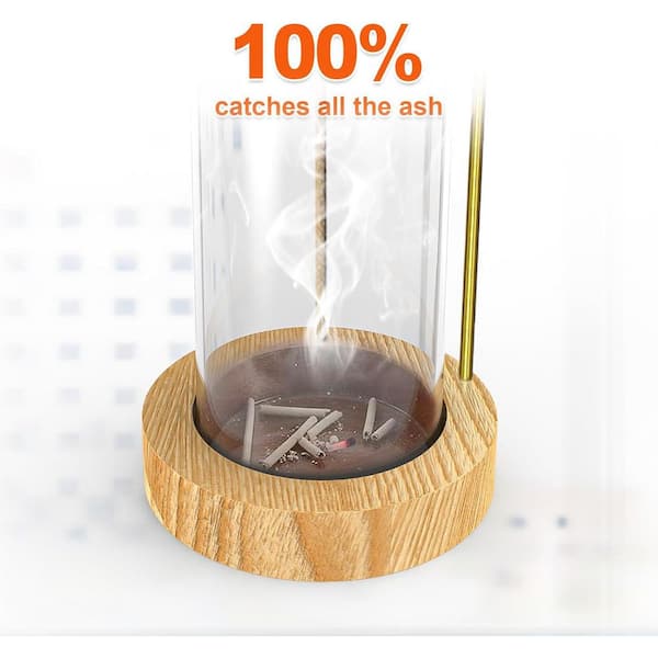 Afoxsos Round Wood Incense Holder 2-Pack for Meditation and Home