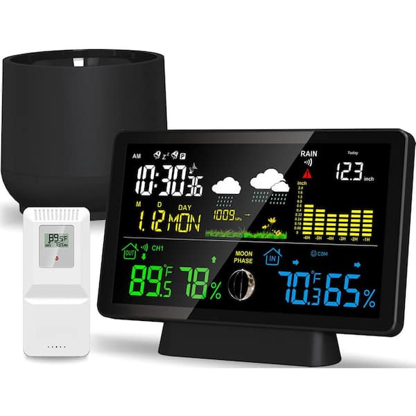 Weather Station with Rain Gauge, Thermometer, Barometric Pressure, Humidity Monitor, Digital Weather Forecast and Alerts