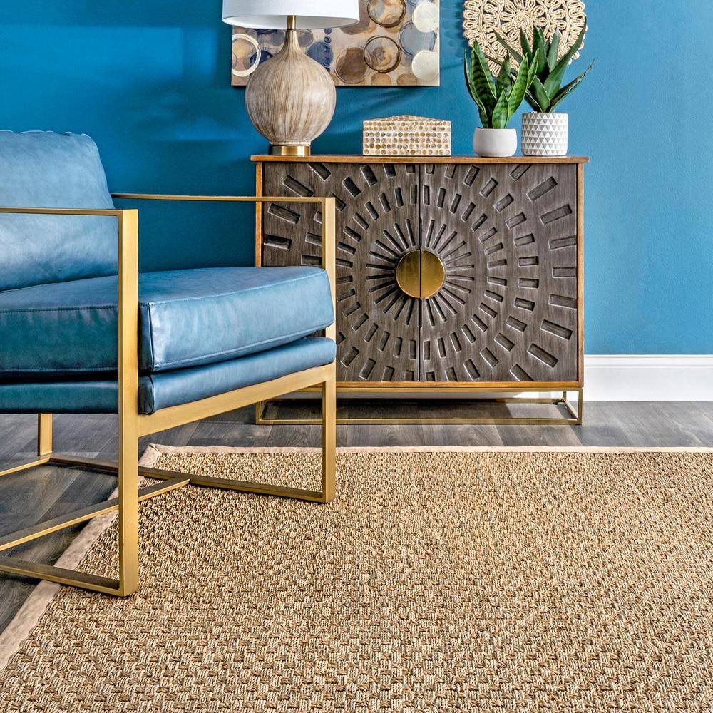Easy Care Beige Seagrass 8' x 10' Rectangular Area Rug