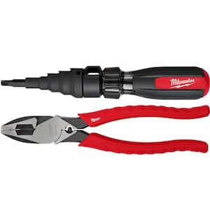 7-in-1 Conduit Reaming Multi-Bit Screwdriver with High Leverage Lineman's Pliers