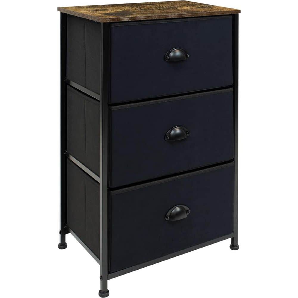 Sorbus 3-Drawers Black Nightstand 28.75 in. H x 17.75 in. W x 11.87 in. D -  DRW-3D-WD