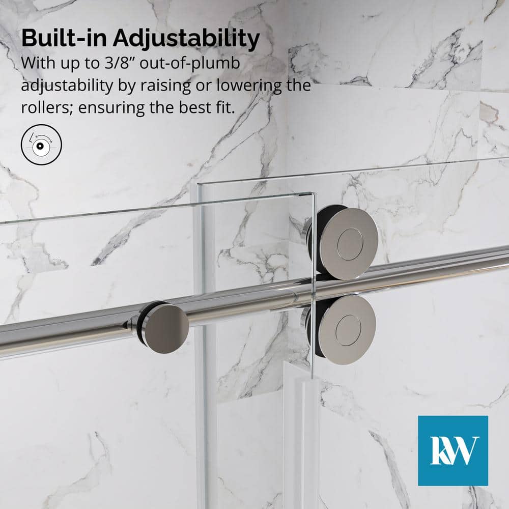 Radiance 54" Chrome Frameless Sliding Shower Door with Clear Glass