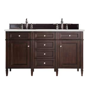 Brittany 60 in. W x 23.5 in. D x 34 in. H Bathroom Vanity in Burnished Mahogany with Eternal Serena Quartz Top