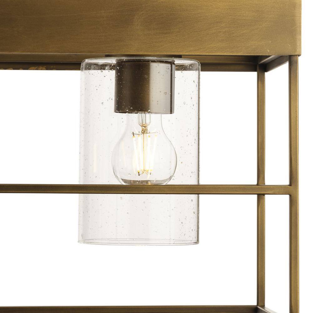 Burgess Aged Bronze 44'' Modern Farmhouse Island Light with Seeded Glass