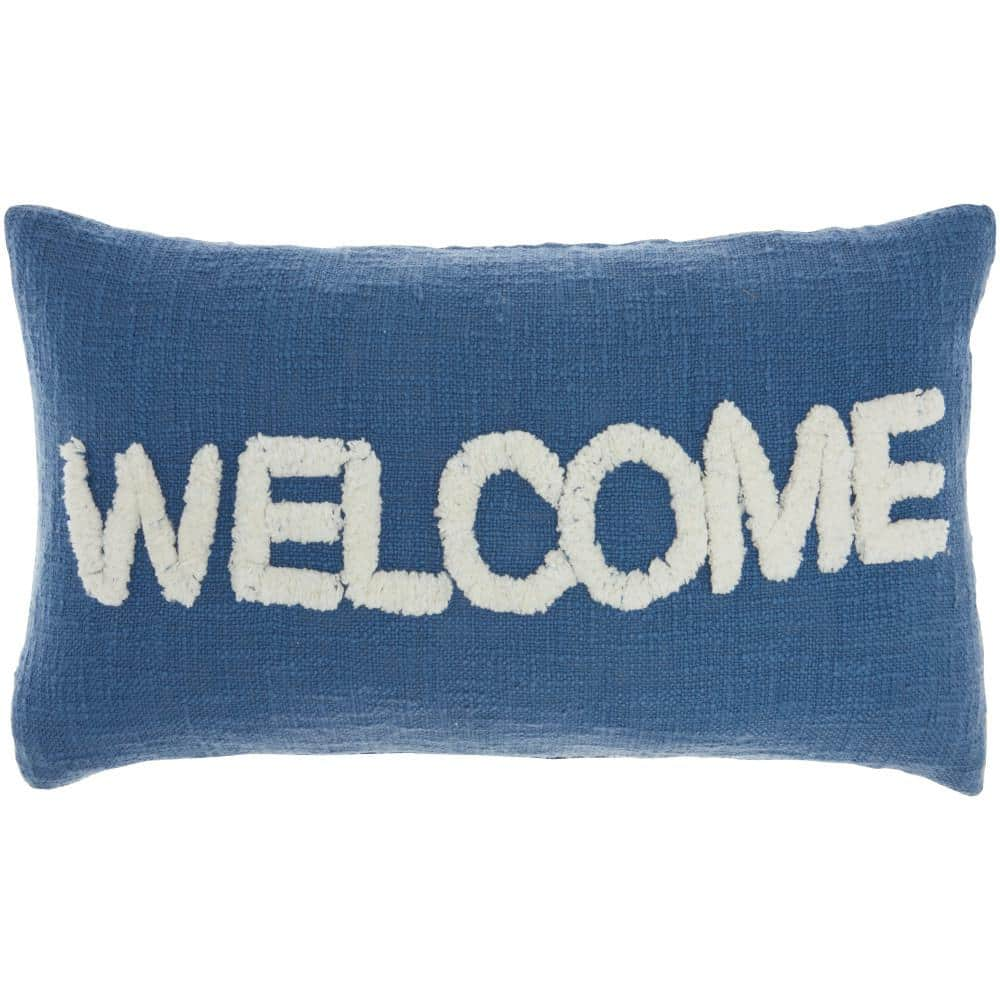 Mina Victory Lifestyles Blue 21 in. x 12 in. Rectangle Throw Pillow ...