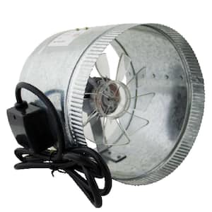 HomeAire IDF-8 210 CFM 8 in. Inlet and Outlet Inline Duct Booster Fan in Galvanized Steel Housing