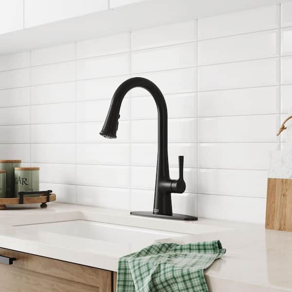 Southport 16.5 in. Single-Handle Pull-Down Sprayer Kitchen Faucet with 180° Spout Swivel in Matte Black