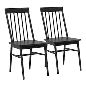 Black Wood Dining Chairs (Set of 2)