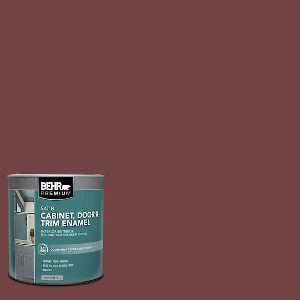 BEHR PREMIUM 1 qt. #AE-6 Colony Red Satin Enamel Interior/Exterior Cabinet, Door & Trim Paint