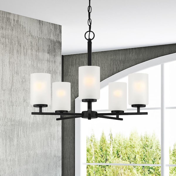 Carmine 5-Light Matte Black Modern Sputnik Chandelier for Dining Areas with No Bulbs Included