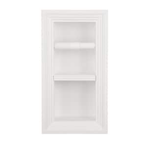Belvedere Recessed Solid Wood Double Toilet Paper Holder in White Enamel with Melbourne Frame
