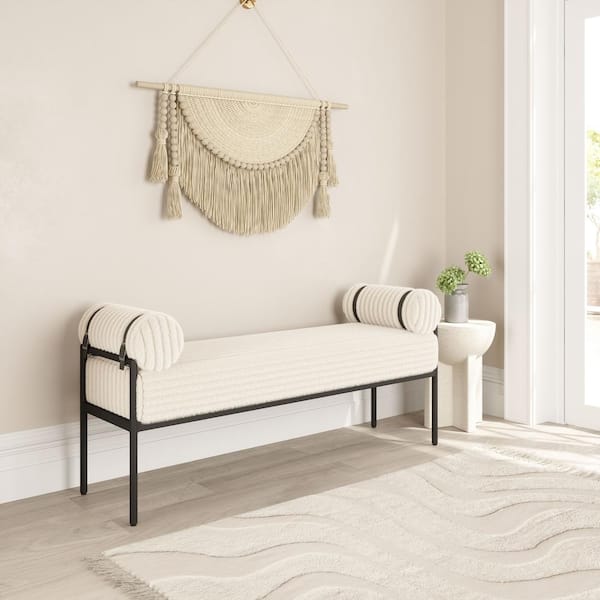 ZUO Barrow Cream Dining Bench 55.1 in W