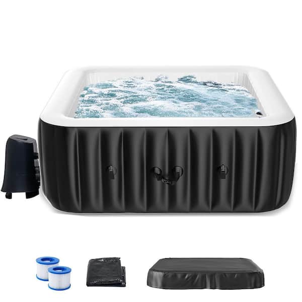 MOONCOOL 4-6 Person Inflatable Hot Tub 73 in. x 73 in. x 25 in. Large Square Portable Hot Tub 240 Gal. PVC Outdoor Spa Hot Tub