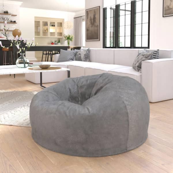 Carnegy Avenue Gray Furry Fabric Bean Bag CGA-DG-526966-GR-HD