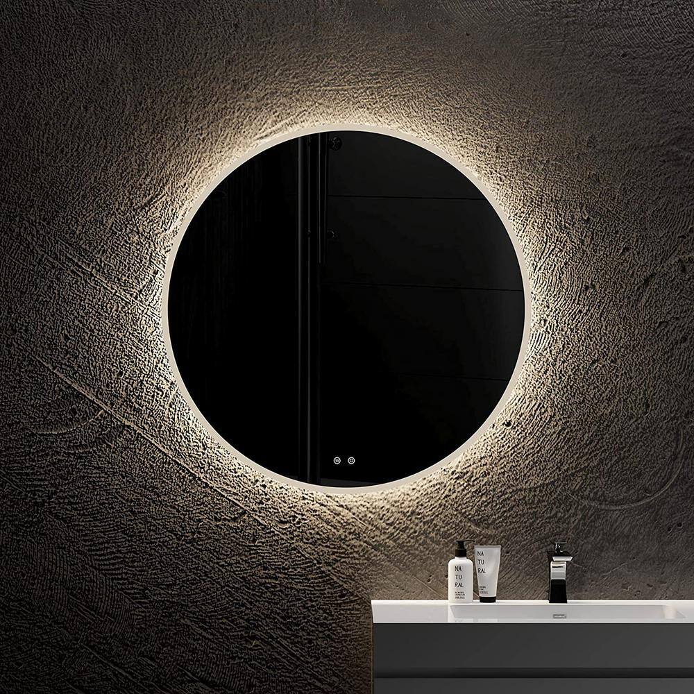 24 in. W x 24 in. H Round LED Frameless Wall Bathroom Vanity Mirror in Clea