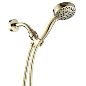 5-Spray Wall Mount Handheld Shower Head 2.5 GPM in Polished Golden