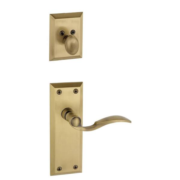 Grandeur Fifth Avenue Single Cylinder Vintage Brass Combo Pack Keyed Alike with Bellagio Lever and Matching Deadbolt