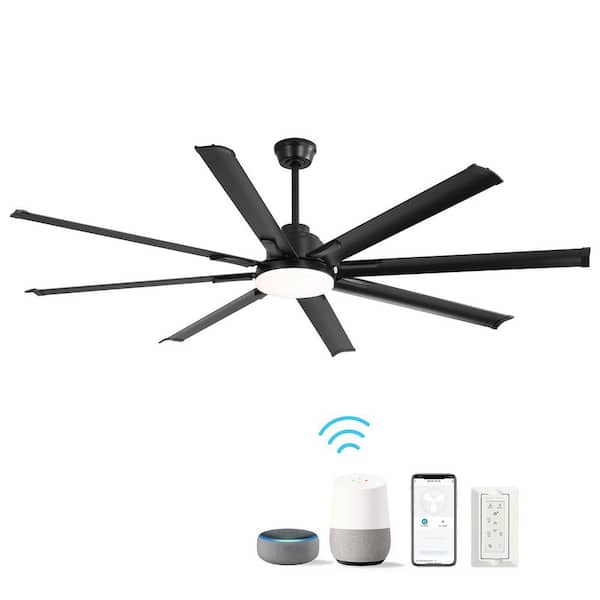 72 in. Indoor/Outdoor Black Smart Industrial Ceiling Fan with LED Light and Remote App Control