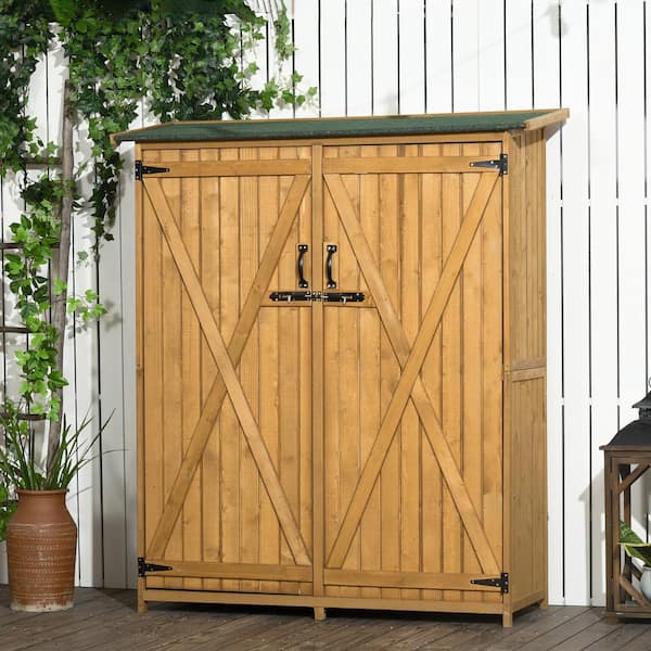Outsunny Fir Wood Storage Shed Waterproof Outdoor Tool
