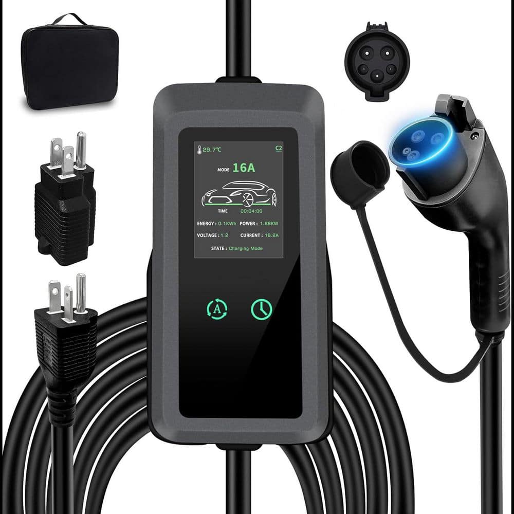 24.99FT 110-Volt 240-Volt Level 1 2 EV Charger Adjustable Current NEMA Plugs J1772 Compatible Home Travel price history on PriceWatchPro