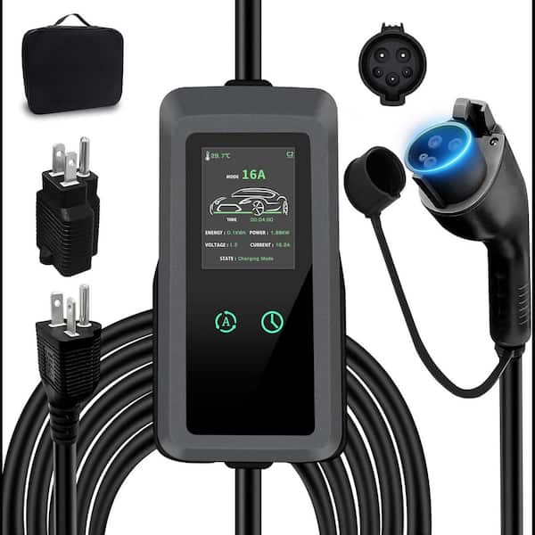24.99FT 110-Volt 240-Volt Level 1 2 EV Charger Adjustable Current NEMA Plugs J1772 Compatible Home Travel