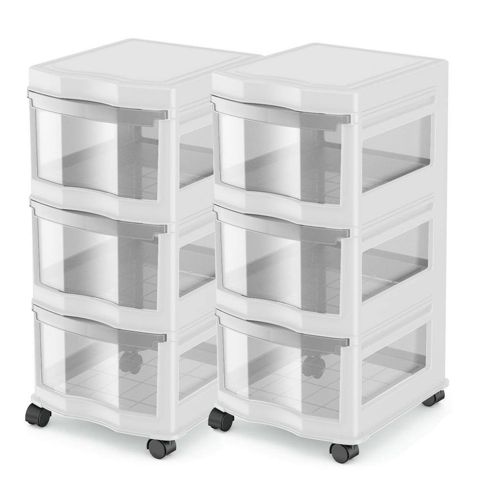 Classic 3 Shelf Storage Organizer Plastic Drawers, White (2-Pack) price history on PriceWatchPro
