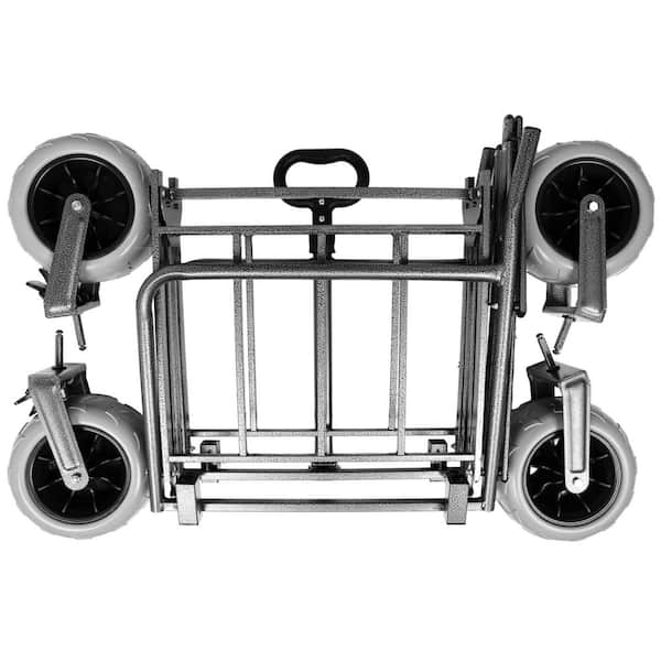 8 cu. ft. Fabric Garden Cart 3-in-1 Folding Wagon Garden Cart with Beach Tires for Camping & Beach, Gray
