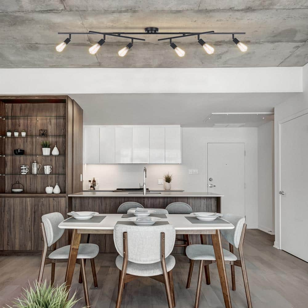 Matte Black 6-Light Double Swivel Track Lighting