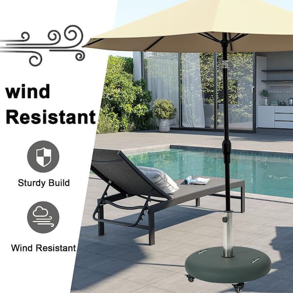 green heavy duty patio umbrella base Formosa Covers 7.5ft aluminum market crank & tilt color Hunter and rain Heavy Duty Patio Round Umbrella