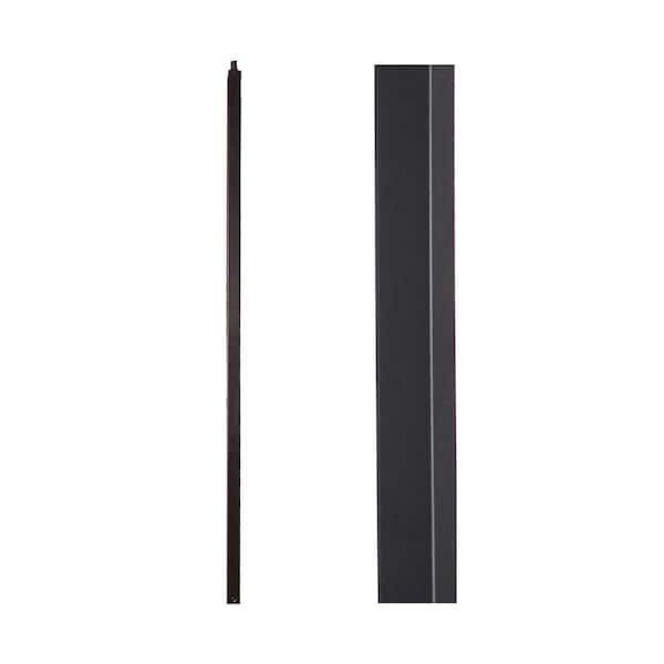 Satin Black 16.5.8 Plain Square 1.2 in. x 48 in. Iron Newel Support Post for Stair Remodeling