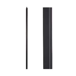 Satin Black 16.5.8 Plain Square 1.2 in. x 48 in. Iron Newel Support Post for Stair Remodeling
