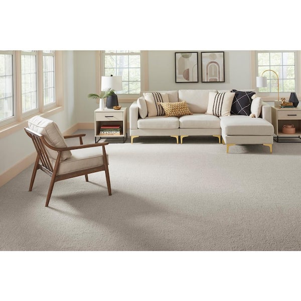Cleoford Clam Island Gray 47 oz. Triexta Texture Installed Carpet
