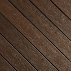 Sanctuary 1 in. x 5-1/4 in. x 1 ft. Espresso Grooved Edge Capped Composite Decking Board Sample