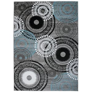 Modern Circles Blue/Gray 9 ft. x 12 ft. Indoor Area Rug
