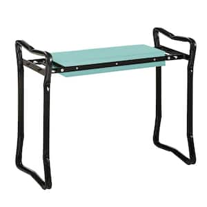 Ergonomic Design Foldable Stool Metal Outdoor Ottoman Padded Kneeler and Seat Bench with Spring-Loaded Handles in Green