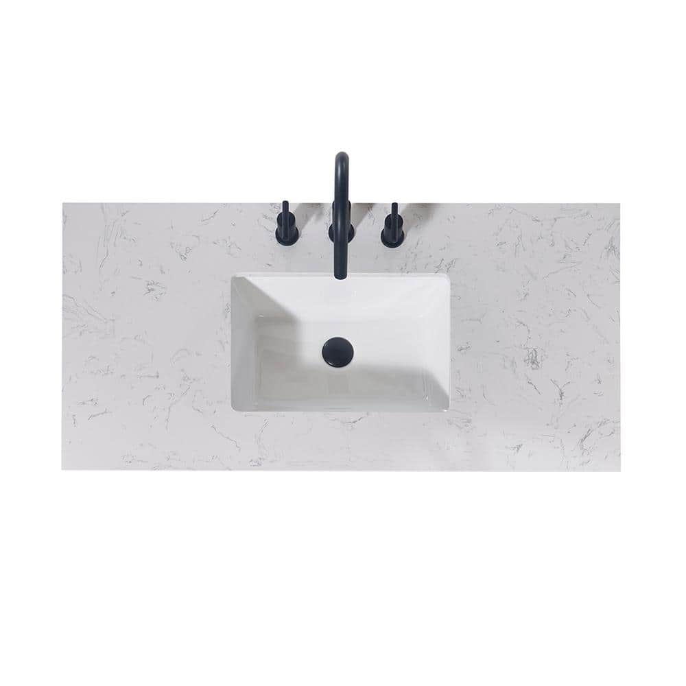 42" Aosta White Composite Stone Vanity Top with Sink
