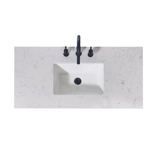 Altair Merano 42 in. W x 22 in. D Engineered Stone Composite Vanity Top in Aosta White Apron