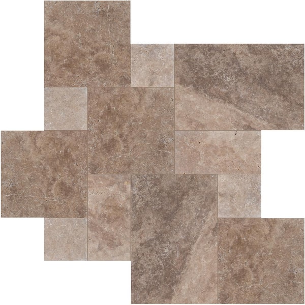 Mediterranean Walnut 10-Piece Tumbled Travertine Paver Tile Kit (10 kits/160 sq. ft./pallet)